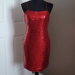 REVAMPED Red Sparkly Mini Dress
